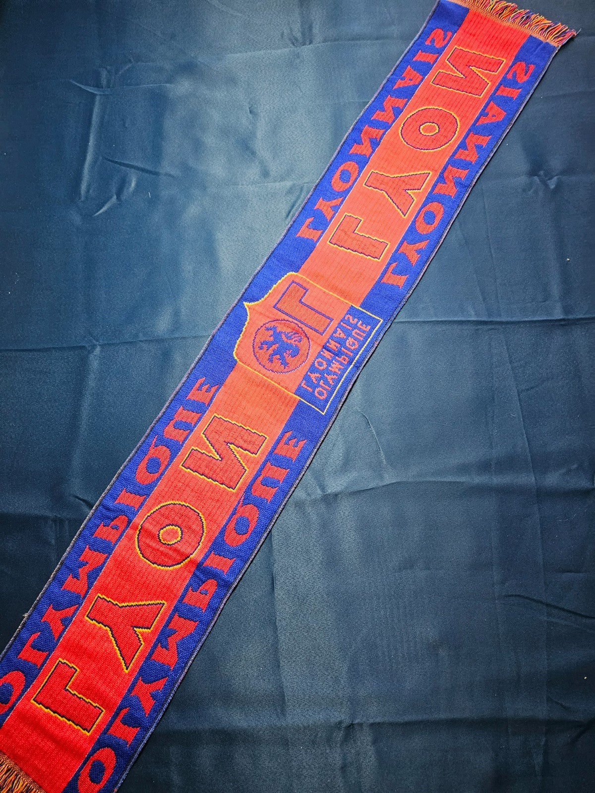 Écharpe Olympique Lyonnais OL Supporter Football Vintage Rouge Bleu Ligue 11