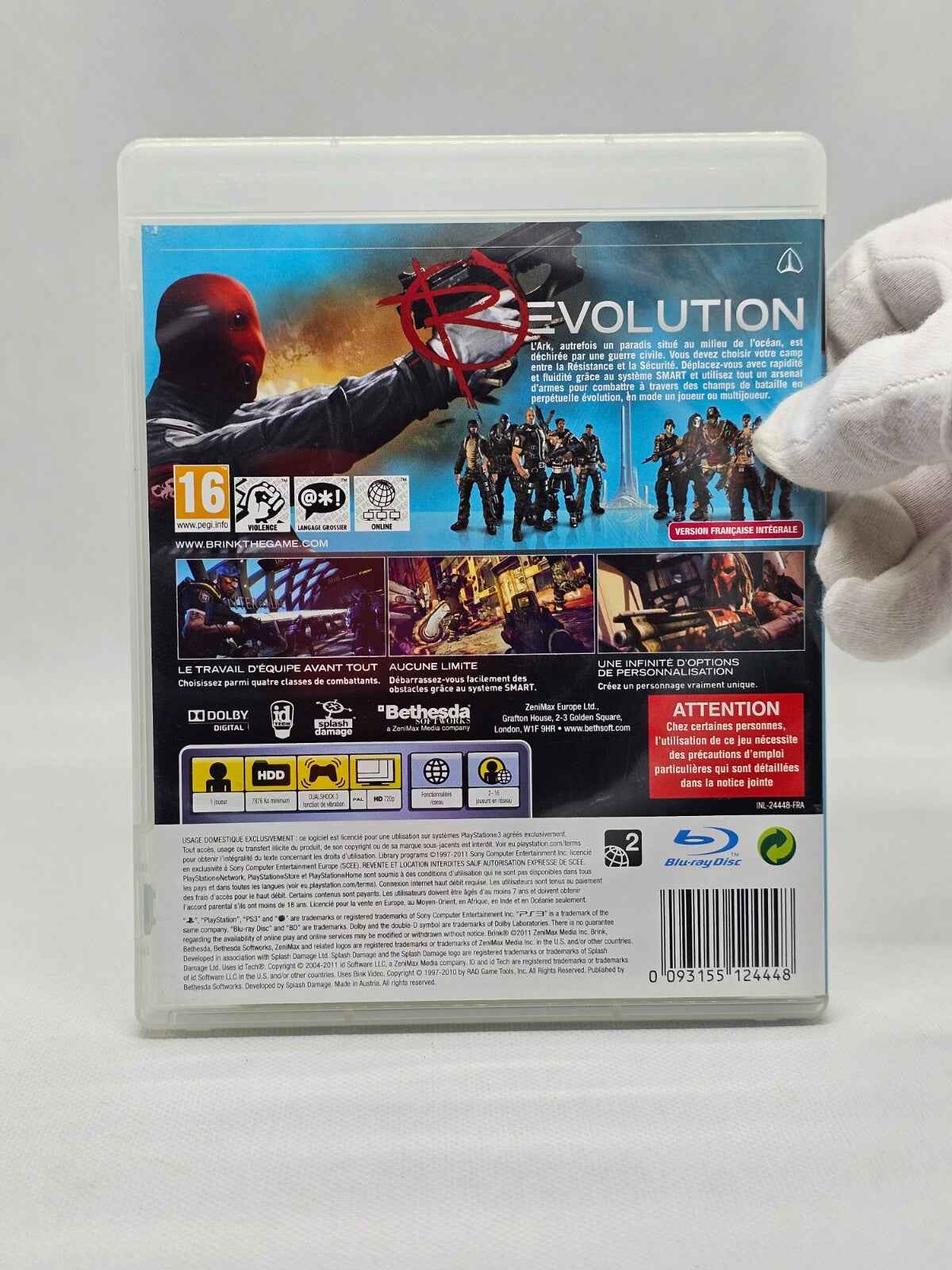 BRINK PS3 VF intégrale, Bethesda, 2011, complet