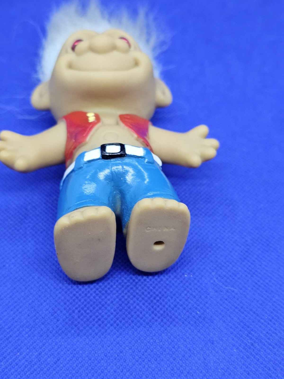 Lucky Troll Hippie Vintage Années 90 Cheveux Blancs Figurine 18 cm