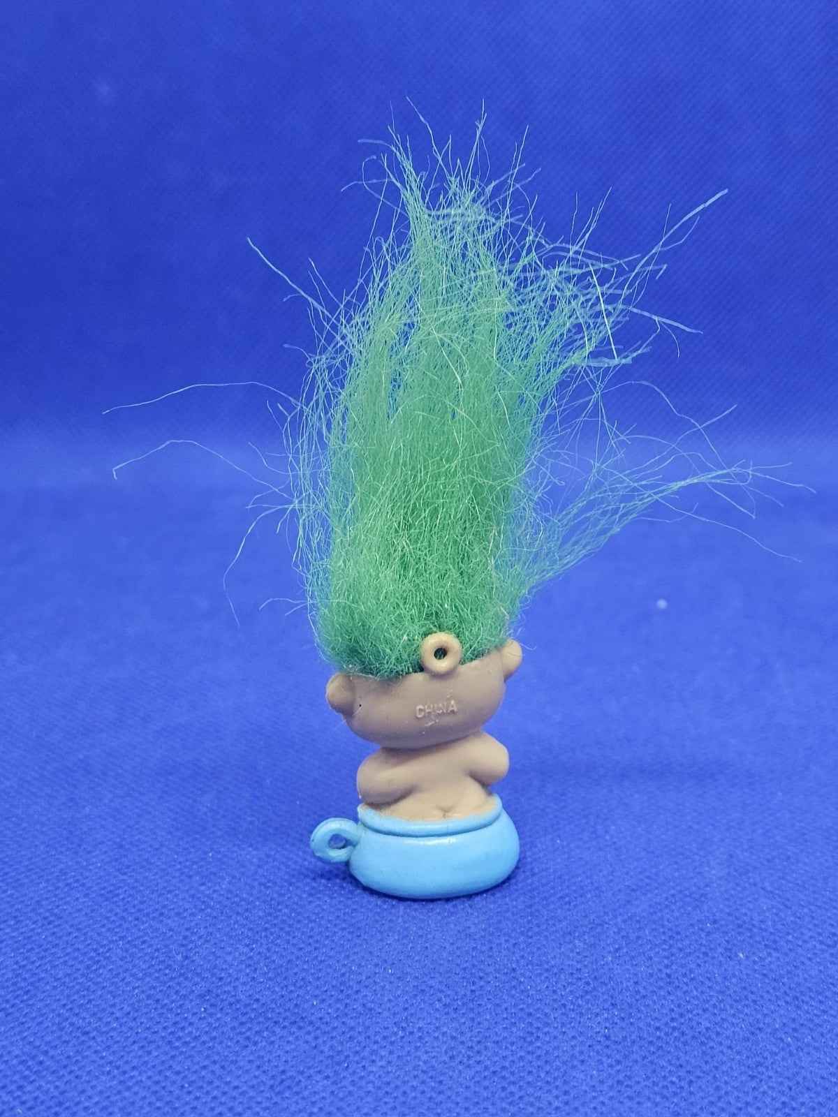 Mini Troll Cheveux Verts Embout Crayon Porte Clés Vintage Années 90