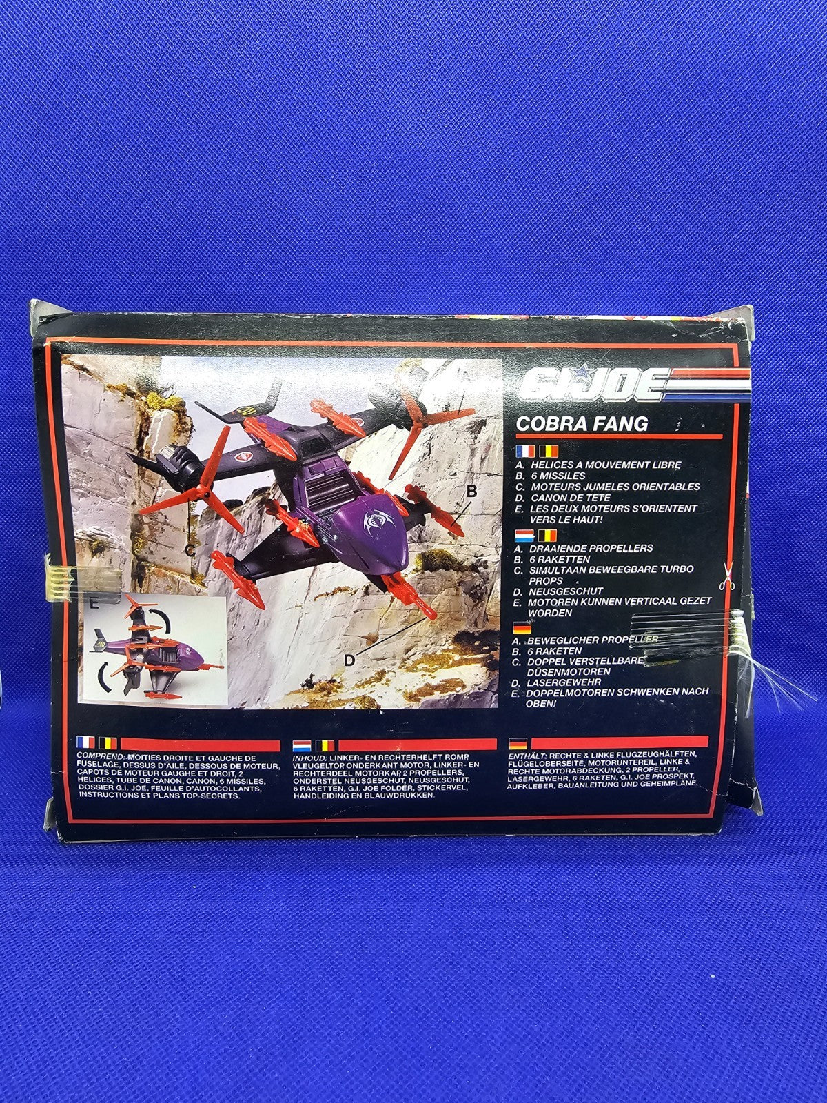 Cobra Fang G.I. Joe Cobra Hasbro 1990 Véhicule Hélicoptère Complet en Boîte Used1