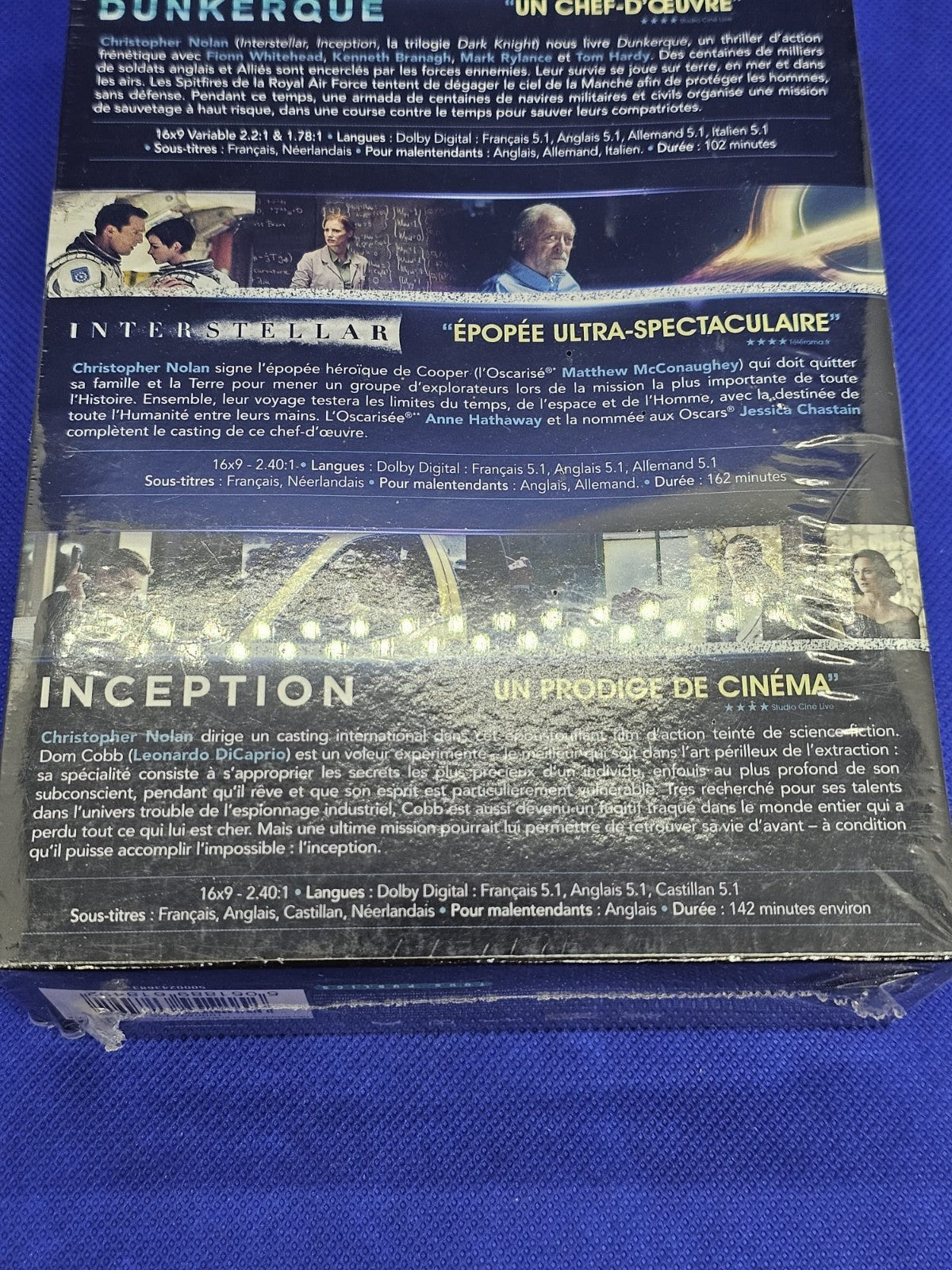 Christopher Nolan Coffret 3 DVD Dunkerque Interstellar Inception Warner Bros 2014