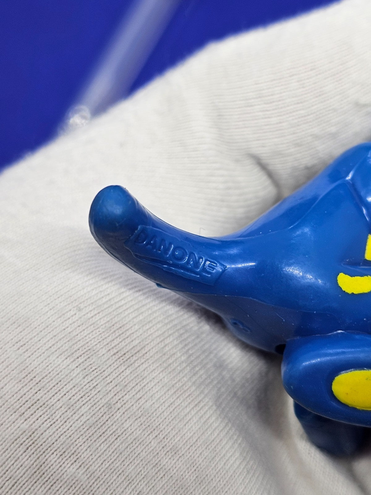 Figurine Danonino Dino Bleu Vintage Danone, Tête de Crayon, Années 903