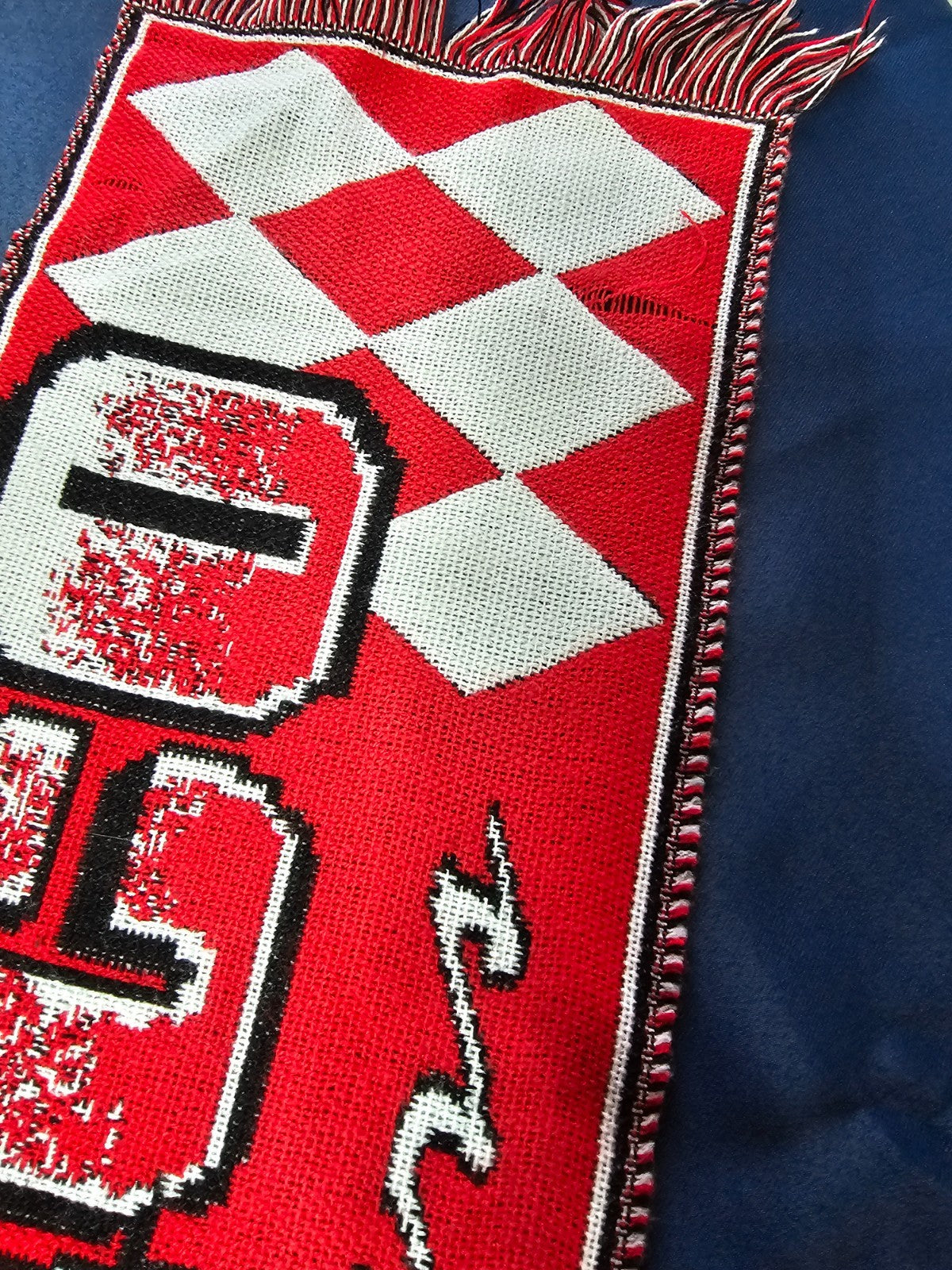 Écharpe AS Monaco Supporter Allez Monaco Vintage Football Rouge Blanc Ligue 12