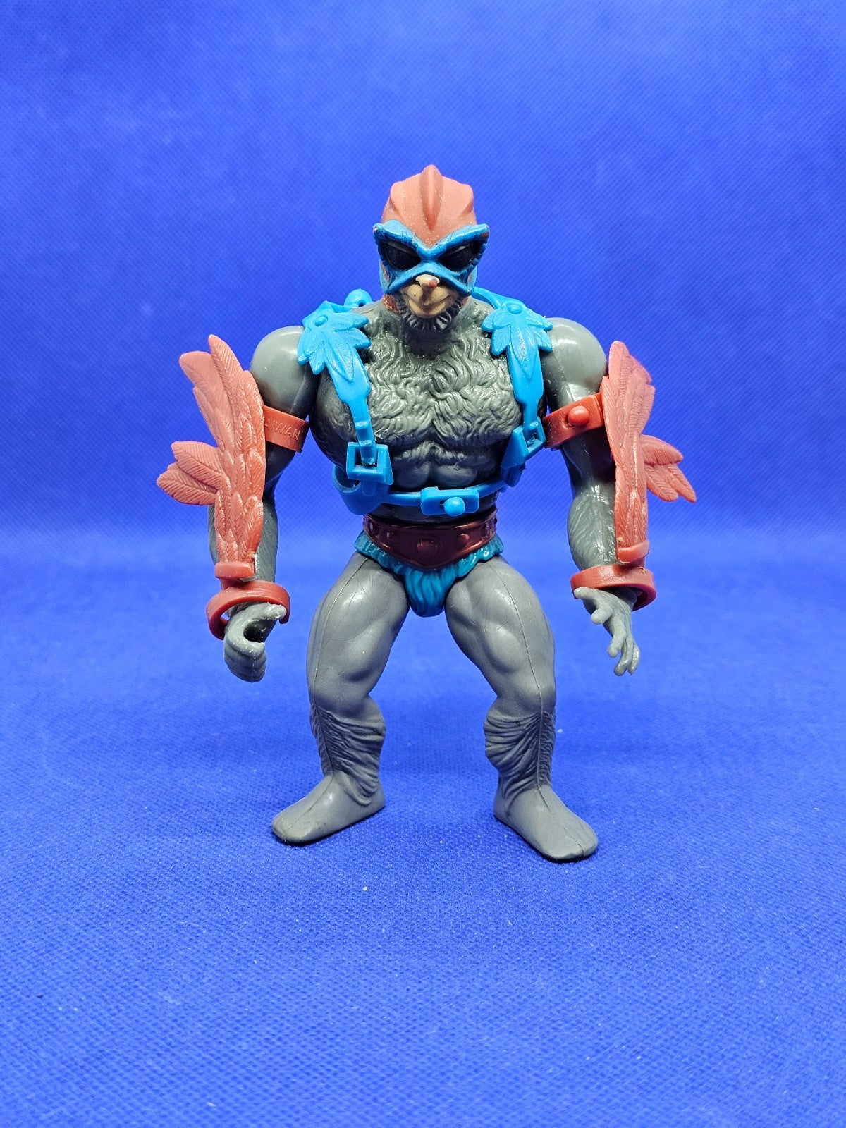Stratos MOTU Maîtres de l'Univers Mattel 1982 Taiwan ailes rouges harnais bleu0