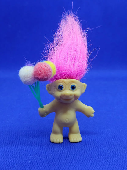 Figurine Troll Doll vintage cheveux roses bouquet ballons Made in Korea0
