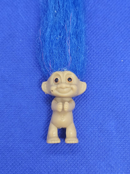 Mini Troll vintage cheveux bleus magnet aimant frigo années 902