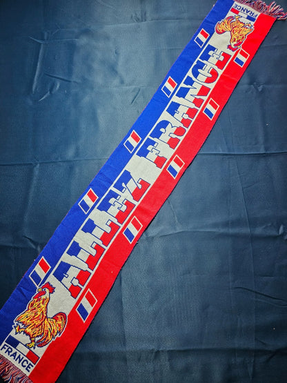 Écharpe Équipe de France Allez France Supporter Football Vintage Bleu Blanc Roug0