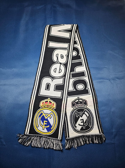 Écharpe Football Real Madrid CF Supporter Noir Blanc Logo Brodé1