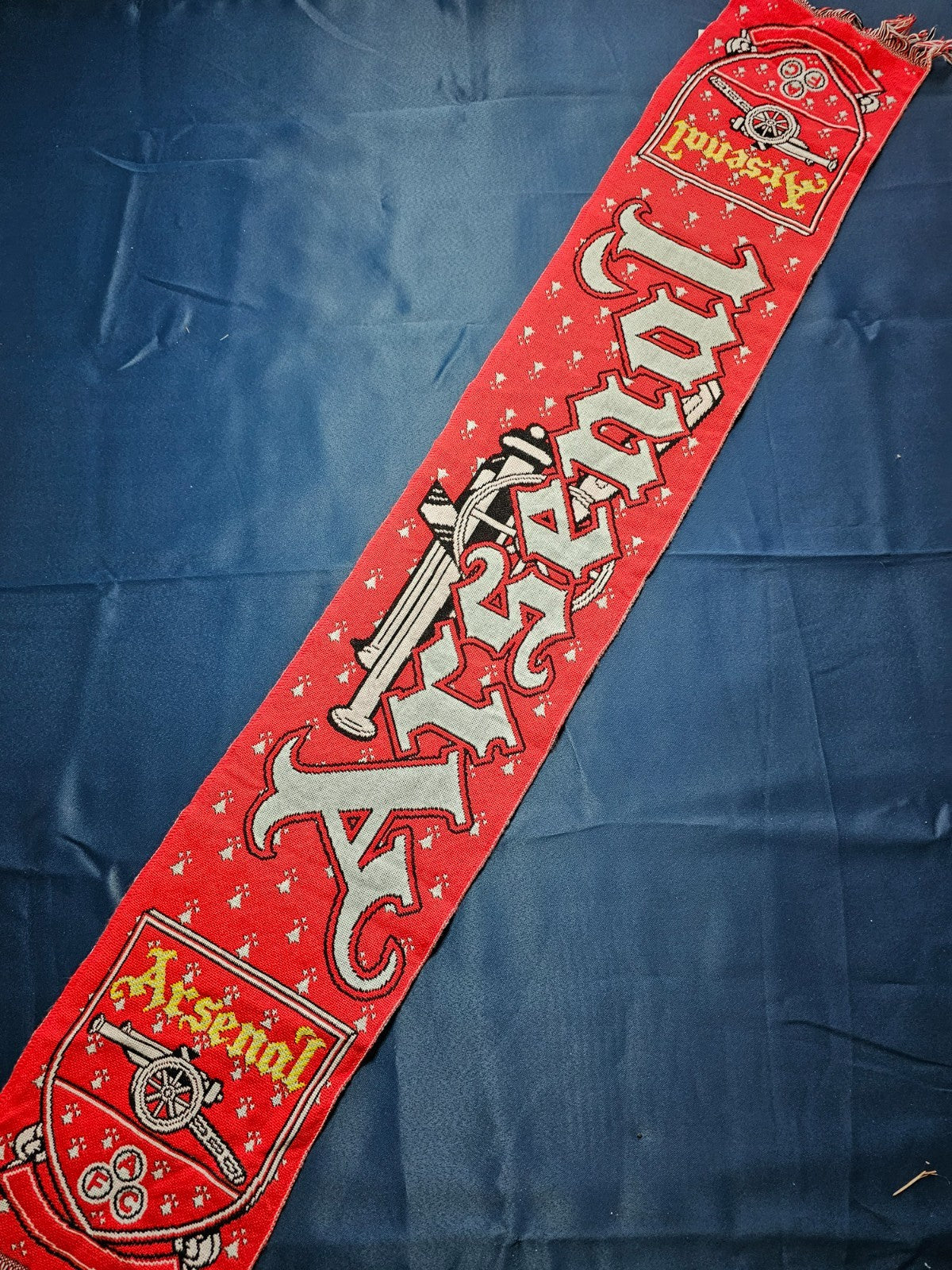Écharpe Arsenal FC Supporter Football Vintage Canon Rouge Blanc0