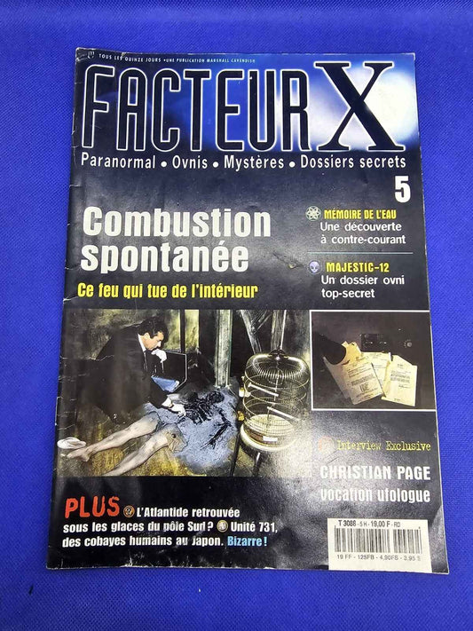 Facteur X n°5 Combustion spontanée OVNI Paranormal Marshall Cavendish 1997