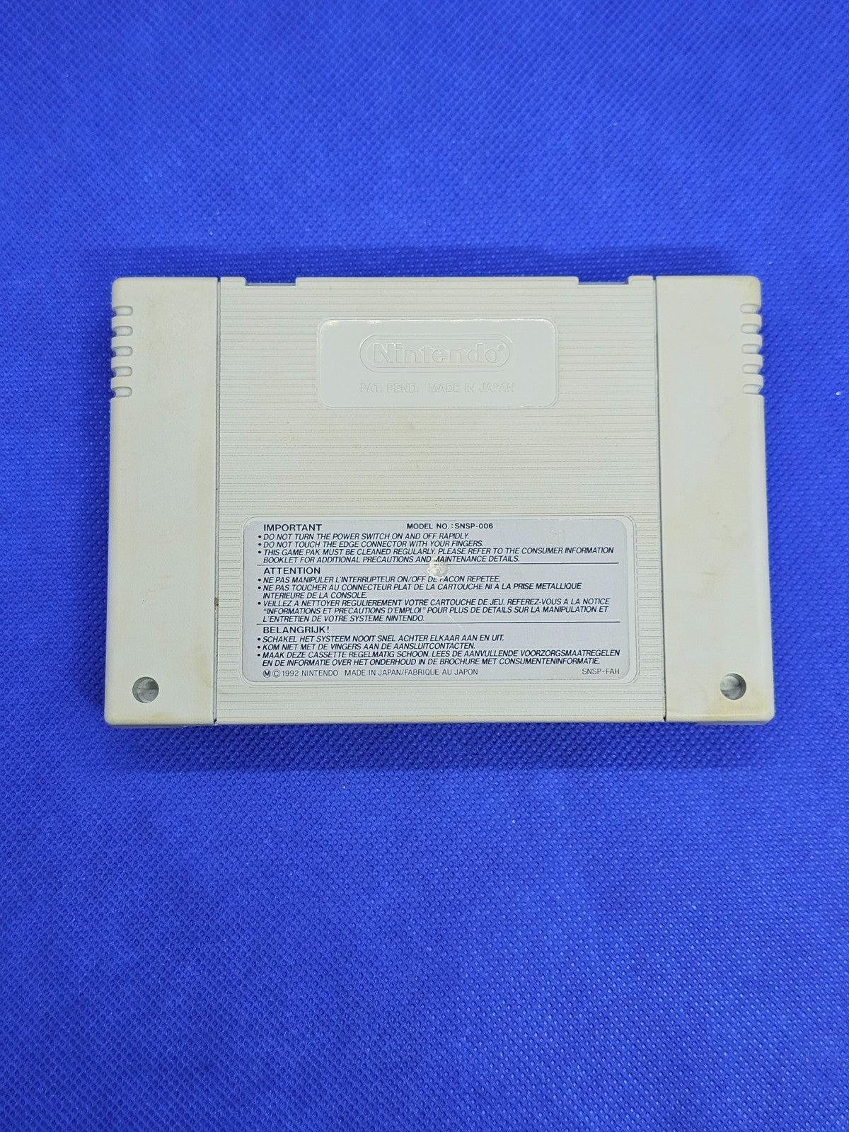 Street Fighter II Super Nintendo SNES PAL FAH Capcom 1992 cartouche seule1