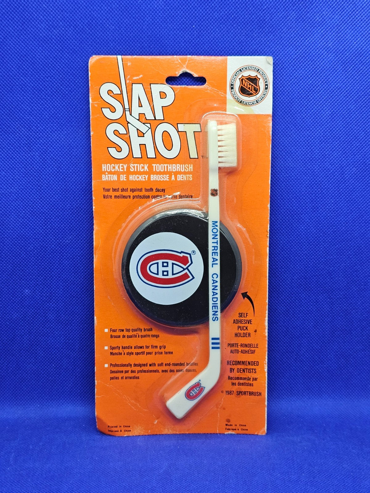 Brosse à dents Montréal Canadiens NHL Slap Shot Sportbrush 1987 vintage0