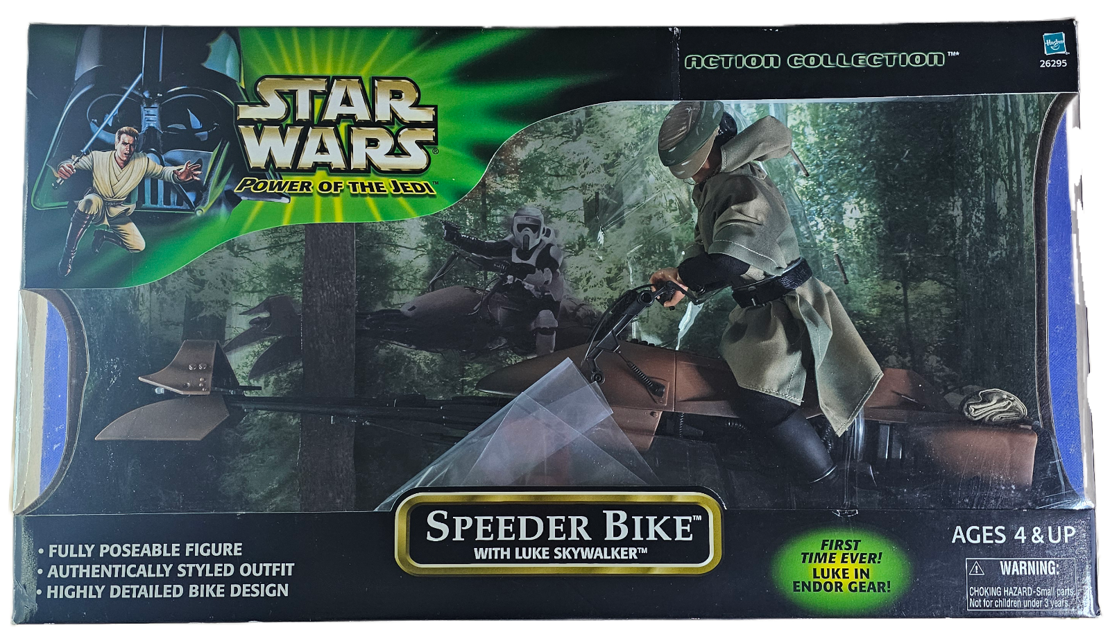 Star Wars Speeder Bike avec Luke Skywalker, Power of the Jedi, Hasbro Tomy, 20011