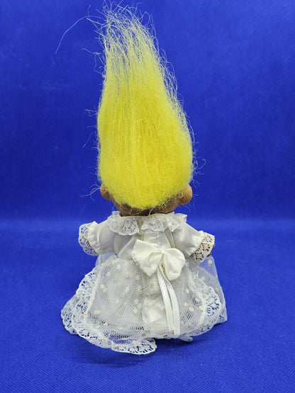 Troll Mariée Russ Vintage Années 90 Cheveux Jaunes Robe Blanche1