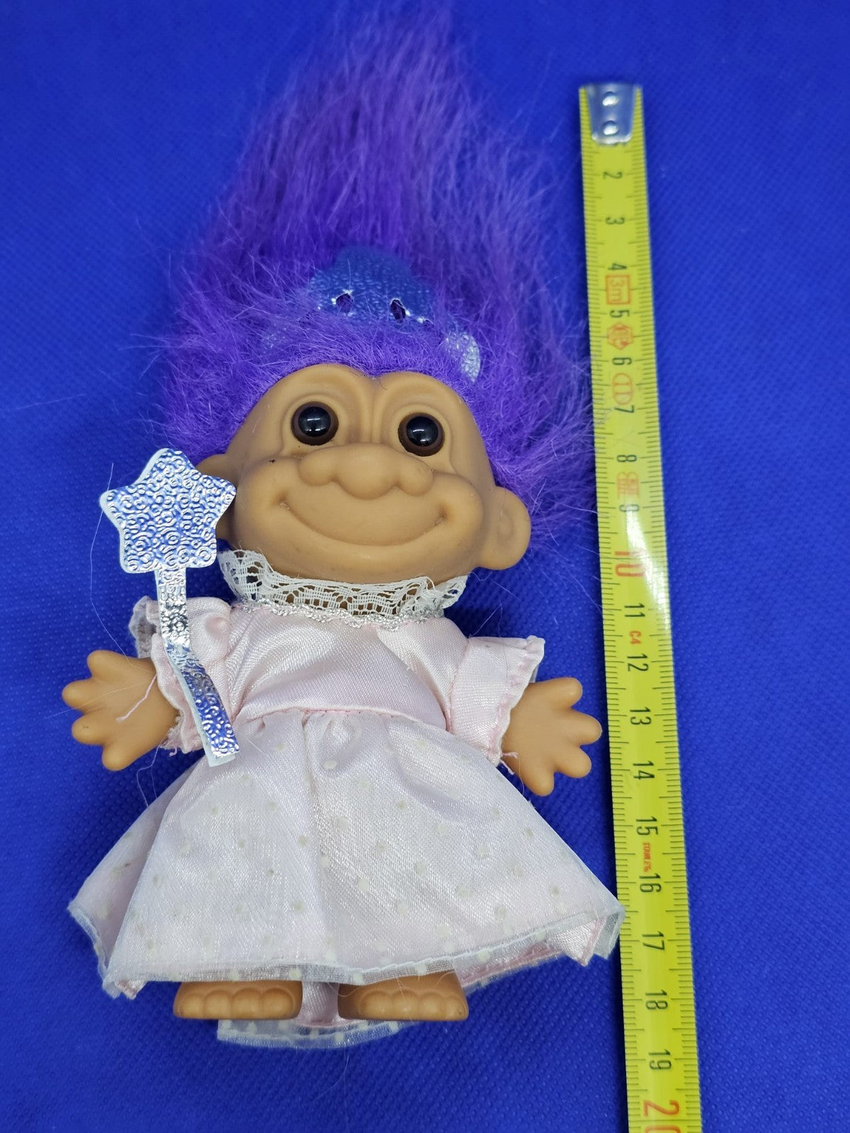 Troll Fairy Princess Russ Années 90 Cheveux Violets Robe Rose 18 cm1