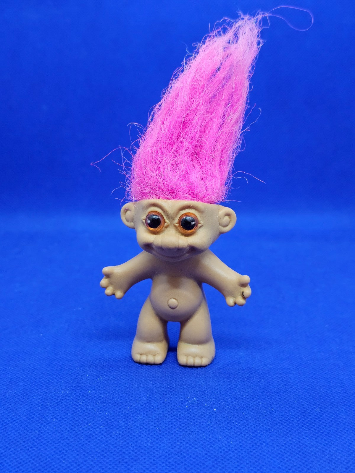 Poupée Troll Vintage Cheveux Roses Grands Yeux Figurine Rétro Années 19900