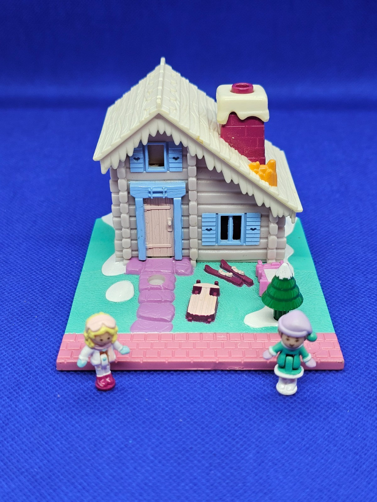 Polly Pocket Ski Chalet Bluebird 1993 Maison Neige + Figurines (Manque Chien)0