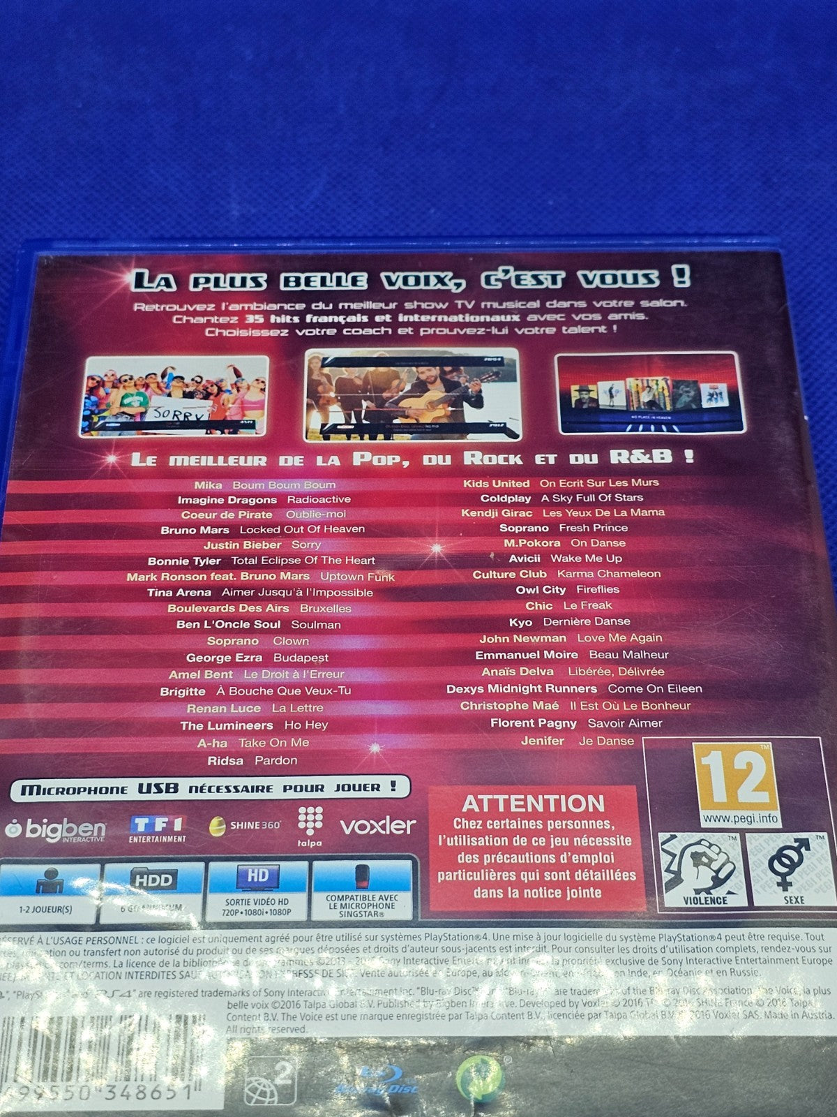 The Voice La Plus Belle Voix PS4 Bigben 2016 Jeu Karaoké 35 Hits3