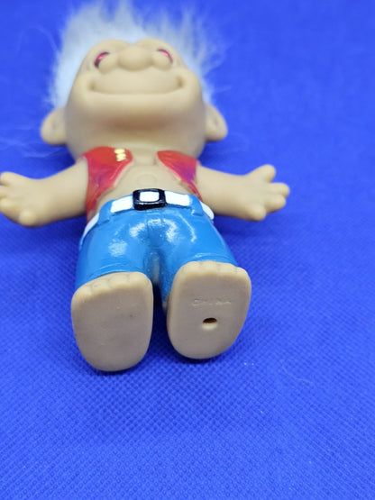Lucky Troll Hippie Vintage Années 90 Cheveux Blancs Figurine3