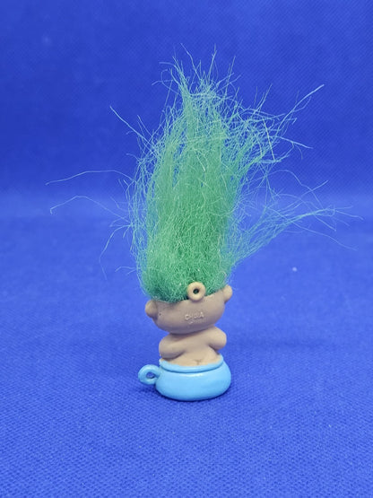 Mini Troll Cheveux Verts Embout Crayon Porte Clés Vintage Années 903