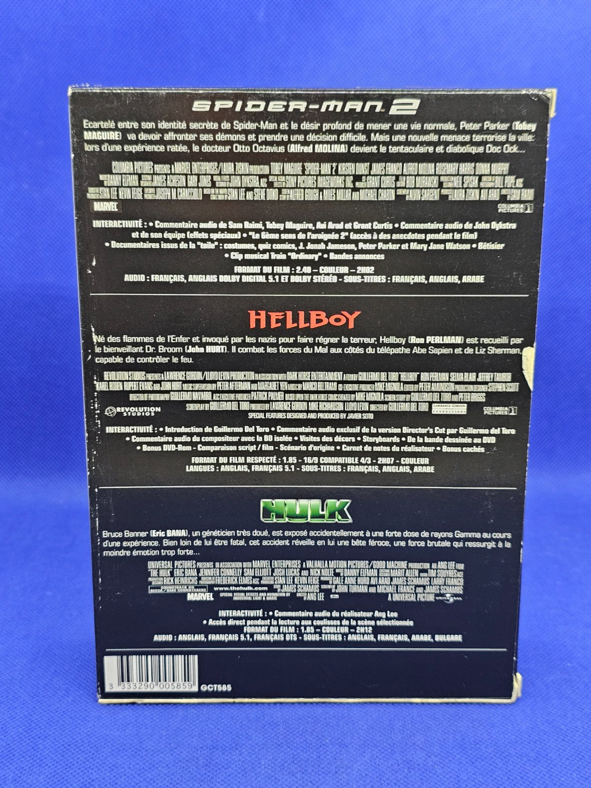 Coffret Spider-Man 2 Hellboy Hulk 3 DVD Marvel Universal 2007 VF2