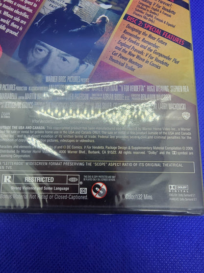 V For Vendetta DVD 2 Discs Special Edition Warner Bros 2006 Zone 15