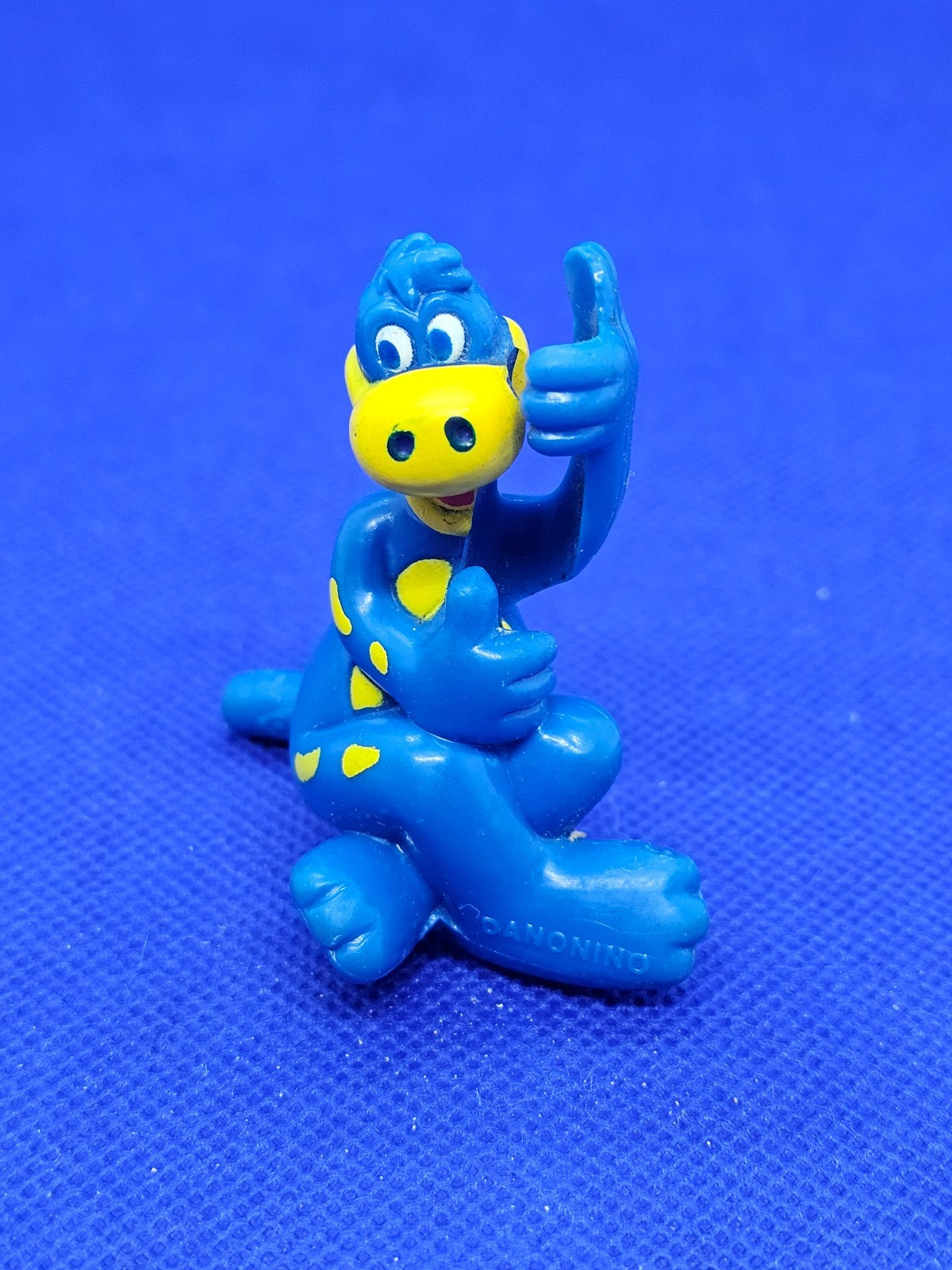 Figurine Danonino Dino Bleu Vintage Danone, Tête de Crayon, Années 900