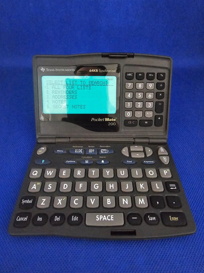 Texas Instruments PocketMate 200 Organiseur Electronique Vintage 64KB PDA Calcul0