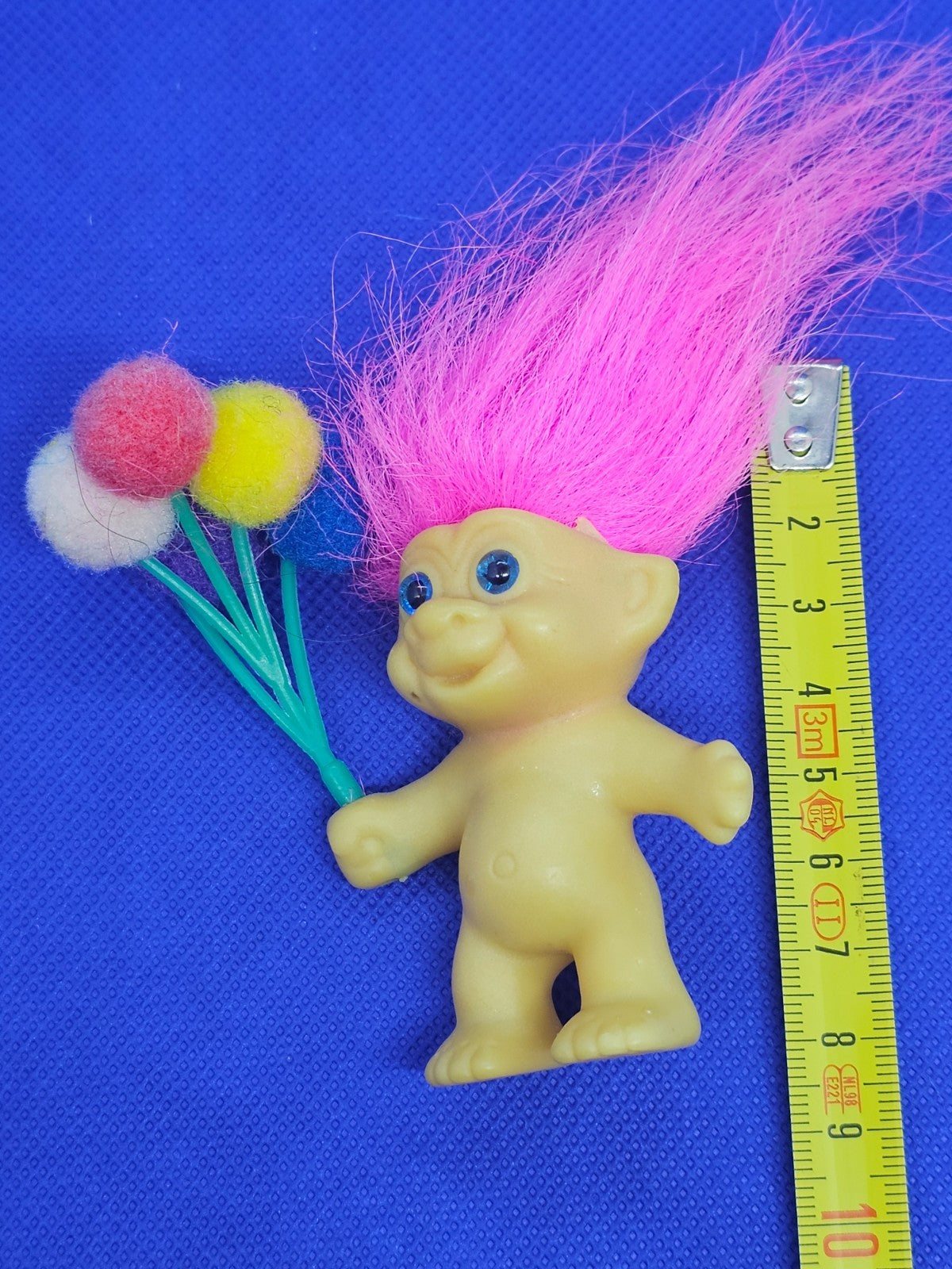Figurine Troll Doll vintage cheveux roses bouquet ballons Made in Korea2