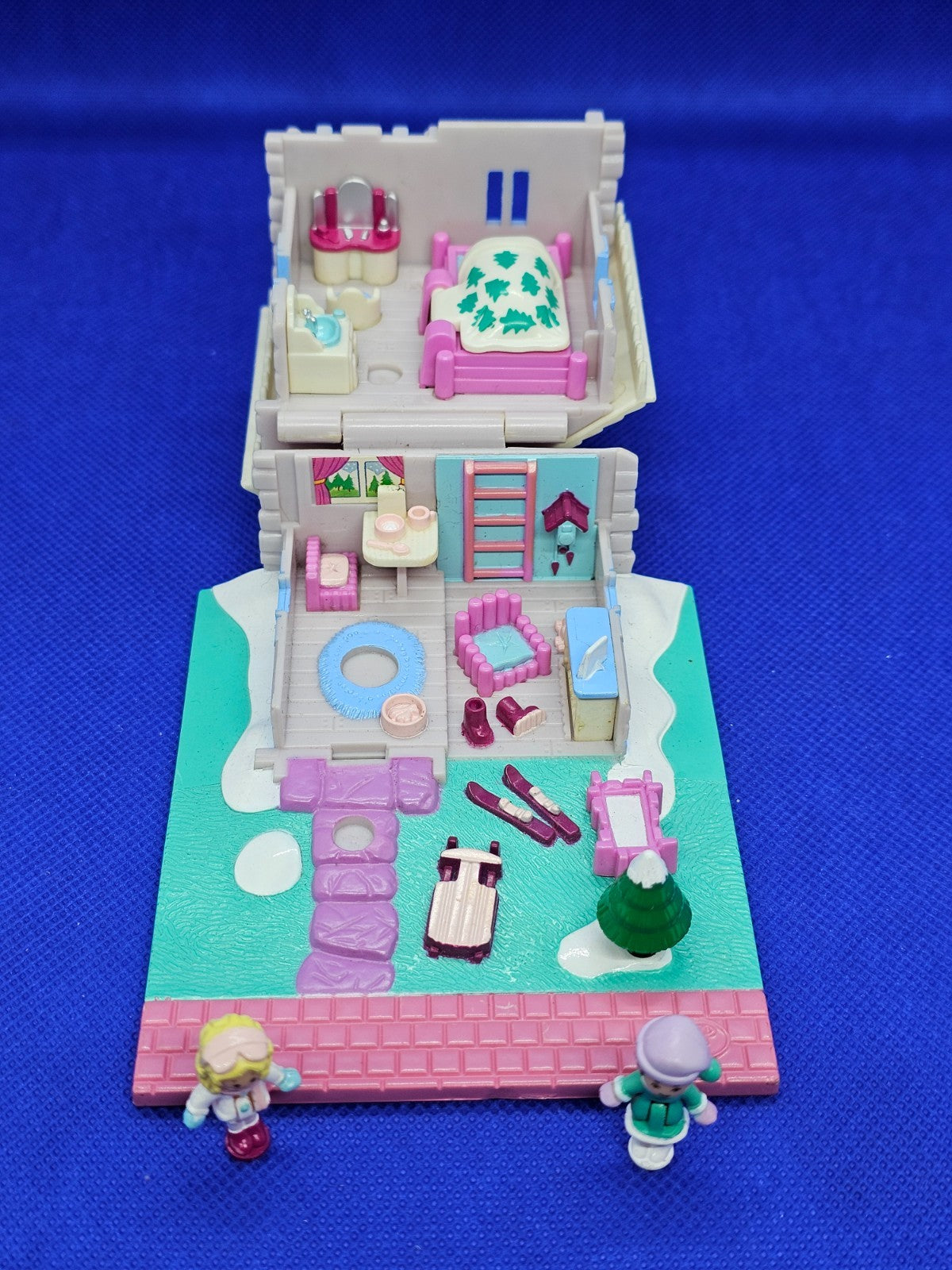 Polly Pocket Ski Chalet Bluebird 1993 Maison Neige + Figurines (Manque Chien)2