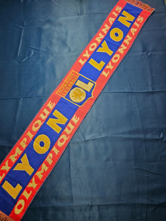Écharpe Olympique Lyonnais OL Supporter Football Vintage Rouge Bleu Ligue 10