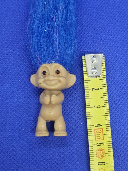 Mini Troll vintage cheveux bleus magnet aimant frigo années 903