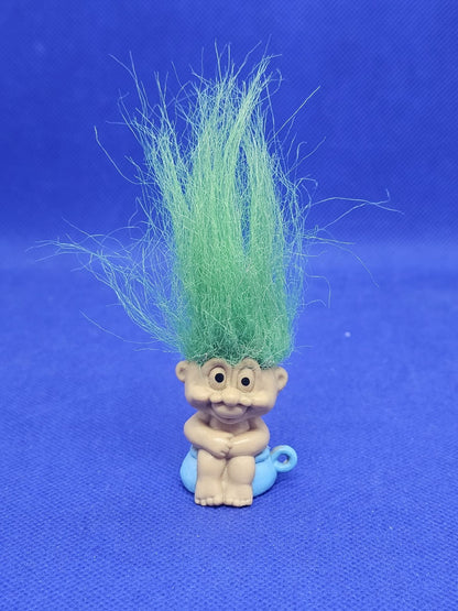 Mini Troll Cheveux Verts Embout Crayon Porte Clés Vintage Années 900