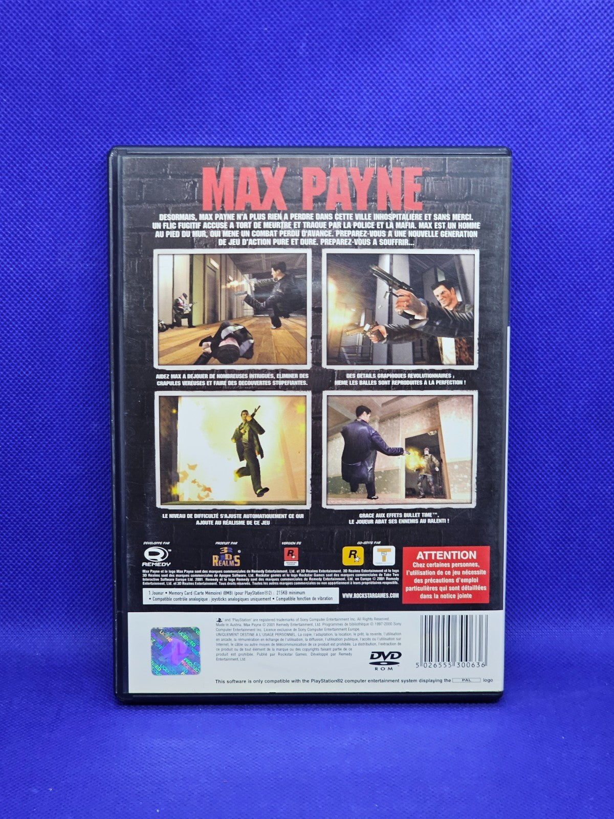 Max Payne PS2 PlayStation 2 PAL FR Complet Notice Rockstar Games 20021