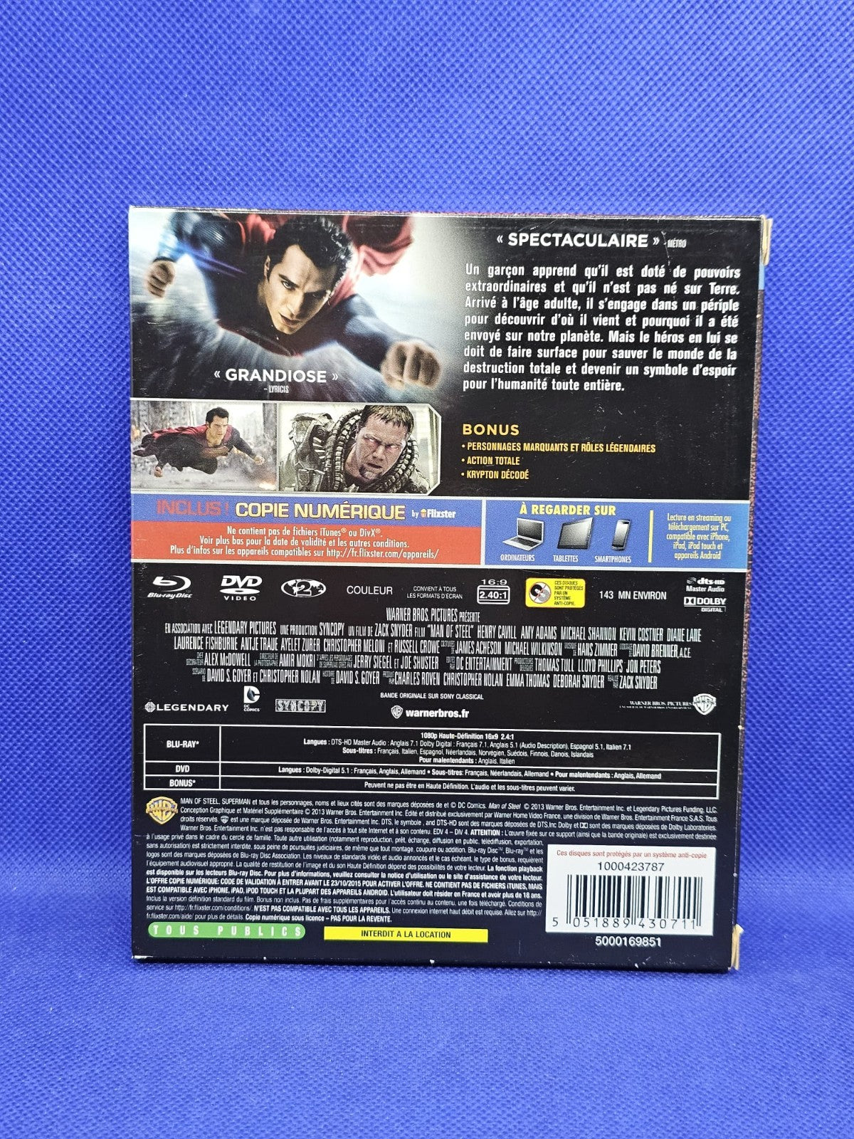 Man of Steel Digipack Blu-ray DVD Superman Henry Cavill Warner Bros 20134