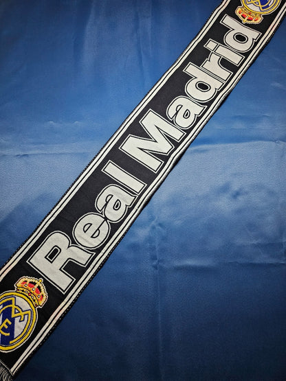 Écharpe Football Real Madrid CF Supporter Noir Blanc Logo Brodé2