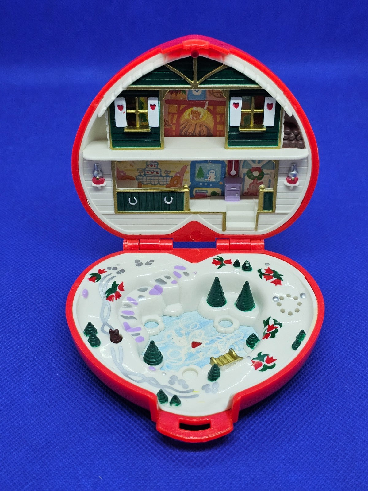 Polly Pocket Musical Holiday Noël Bluebird 1989 Cœur Rouge Vintage Incomplet0