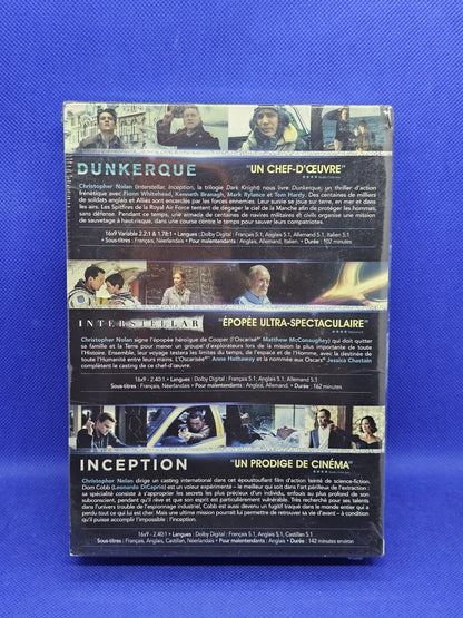 Christopher Nolan Coffret 3 DVD Dunkerque Interstellar Inception Warner Bros 2013