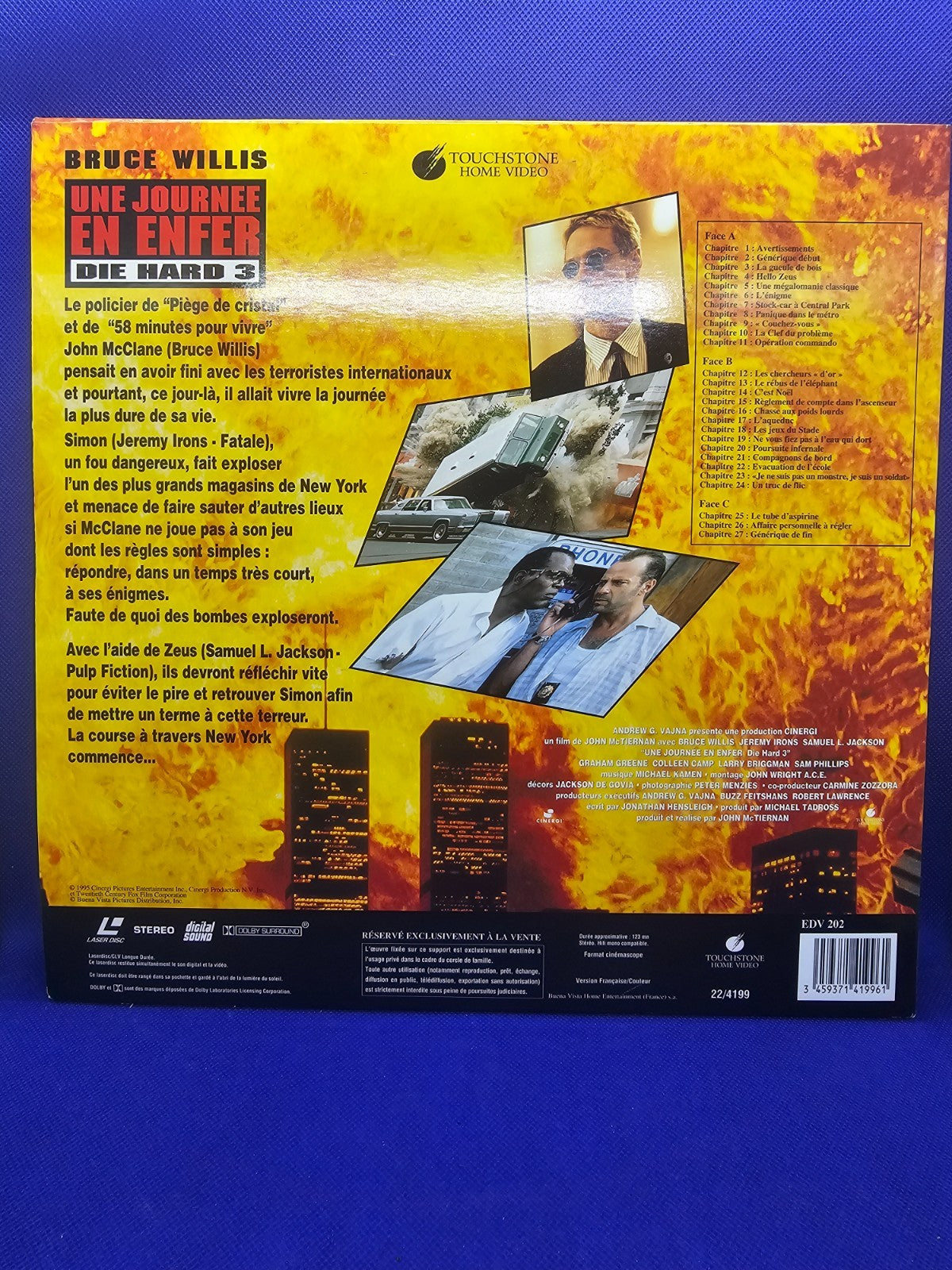 Une Journée En Enfer Die Hard 3 LaserDisc PAL Bruce Willis Samuel L Jackson1
