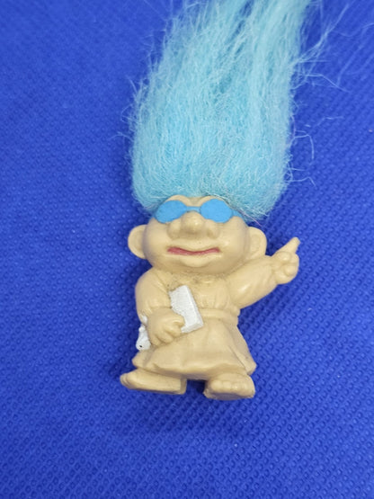 Russ Troll Collector cheveux bleus lunettes livre miniature vintage 1990s1