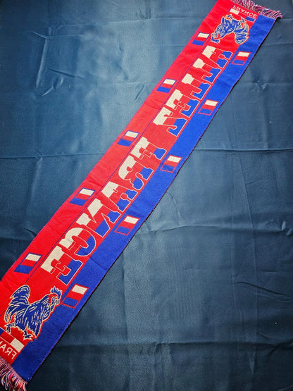 Écharpe Équipe de France Allez France Supporter Football Vintage Bleu Blanc Roug1