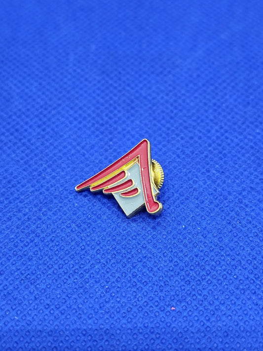 Pin's Vintage Logo Ailé Rouge Gris Métal Doré JEP Collection Années 900