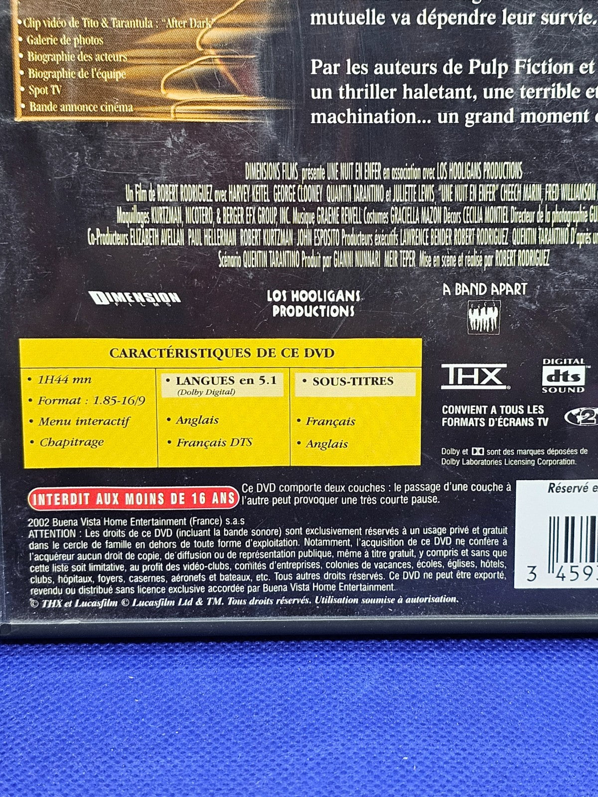 Une Nuit en Enfer DVD Édition Spéciale Robert Rodriguez Tarantino Clooney 20022