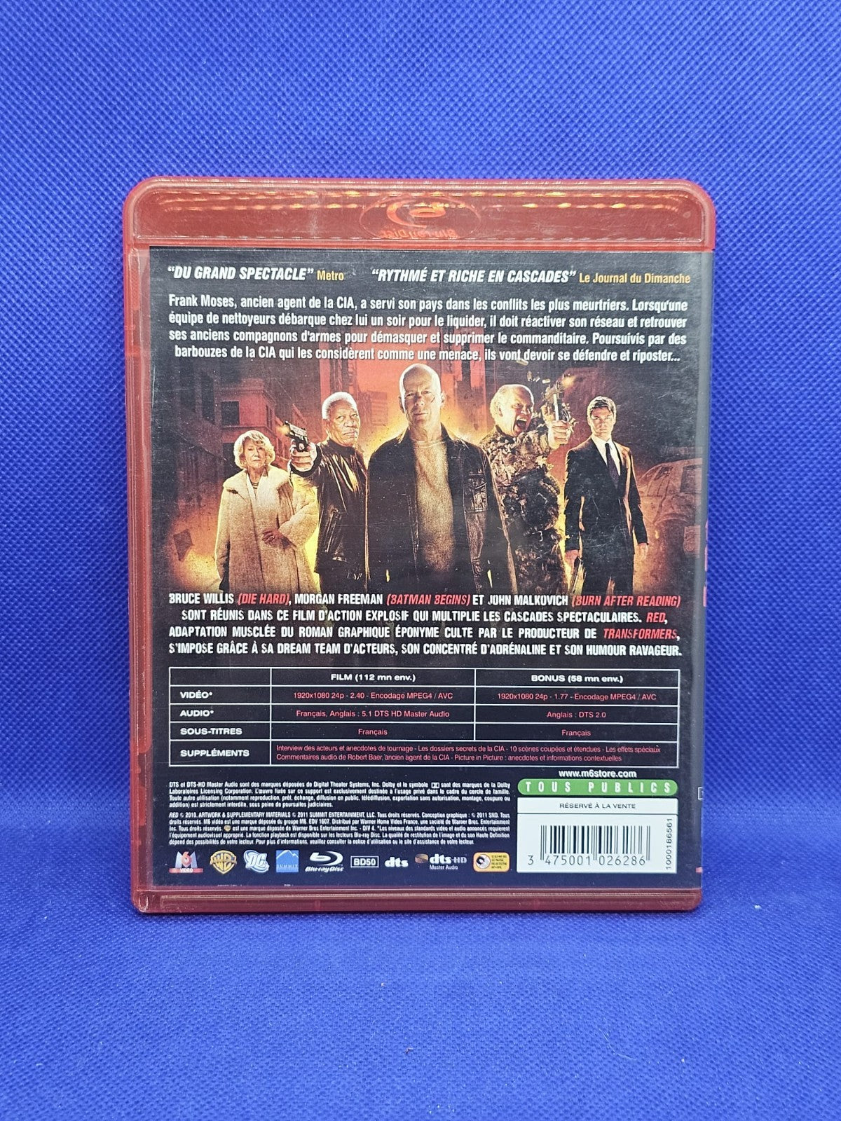 RED Blu-ray Bruce Willis Morgan Freeman John Malkovich M6 Vidéo 20111