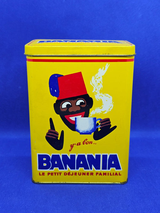 Boîte Métal Banania Vintage Publicitaire Jaune Rangement Cuisine Déco Retro0