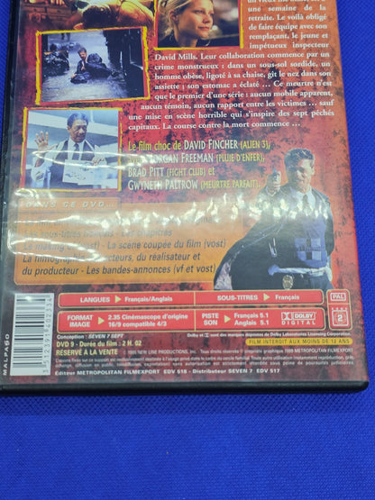 Seven Se7en DVD David Fincher Brad Pitt Morgan Freeman Metropolitan 19953