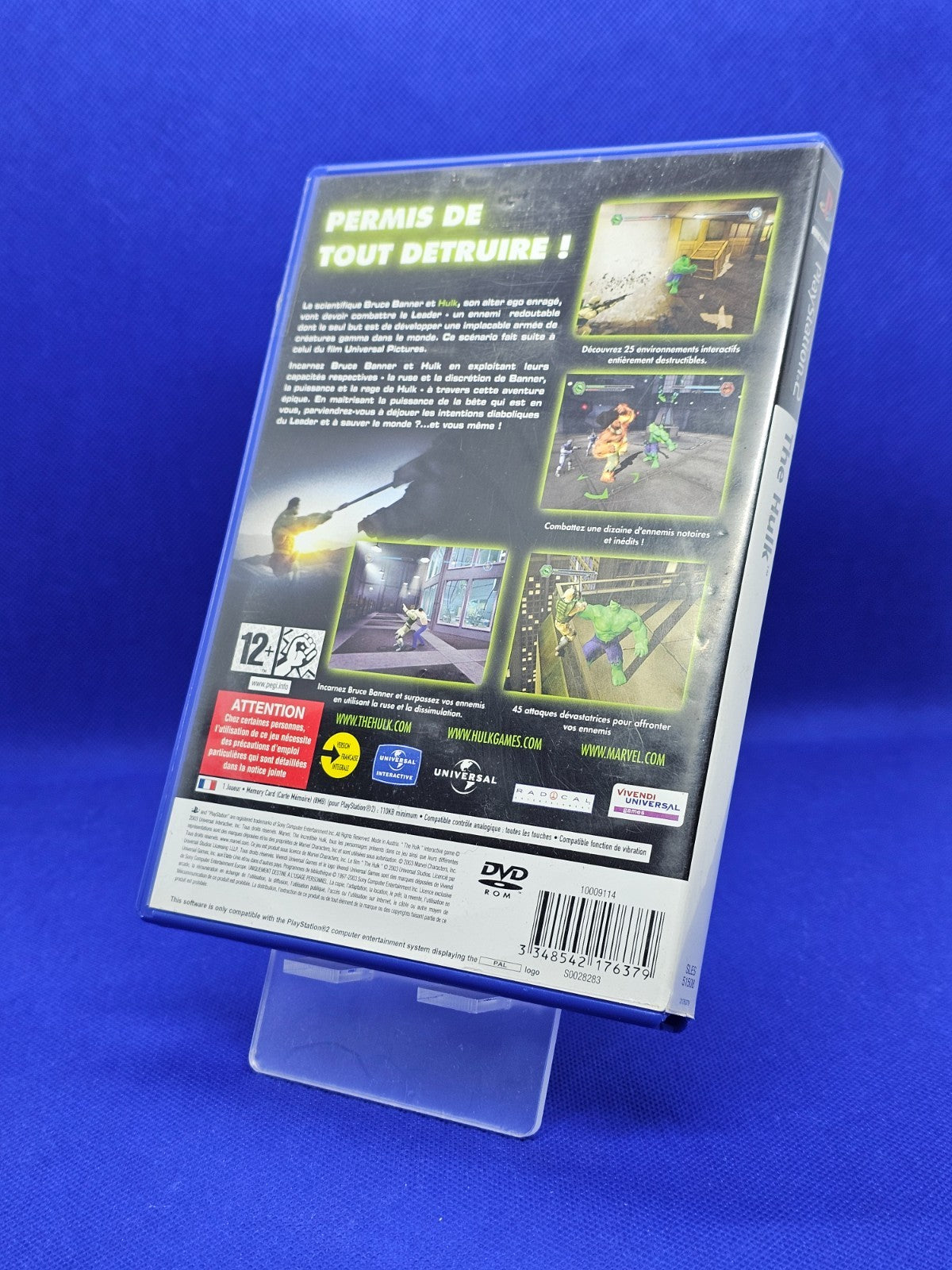 Hulk PS2, Jeu Complet, Marvel, Universal Interactive, Action 2003, VF1