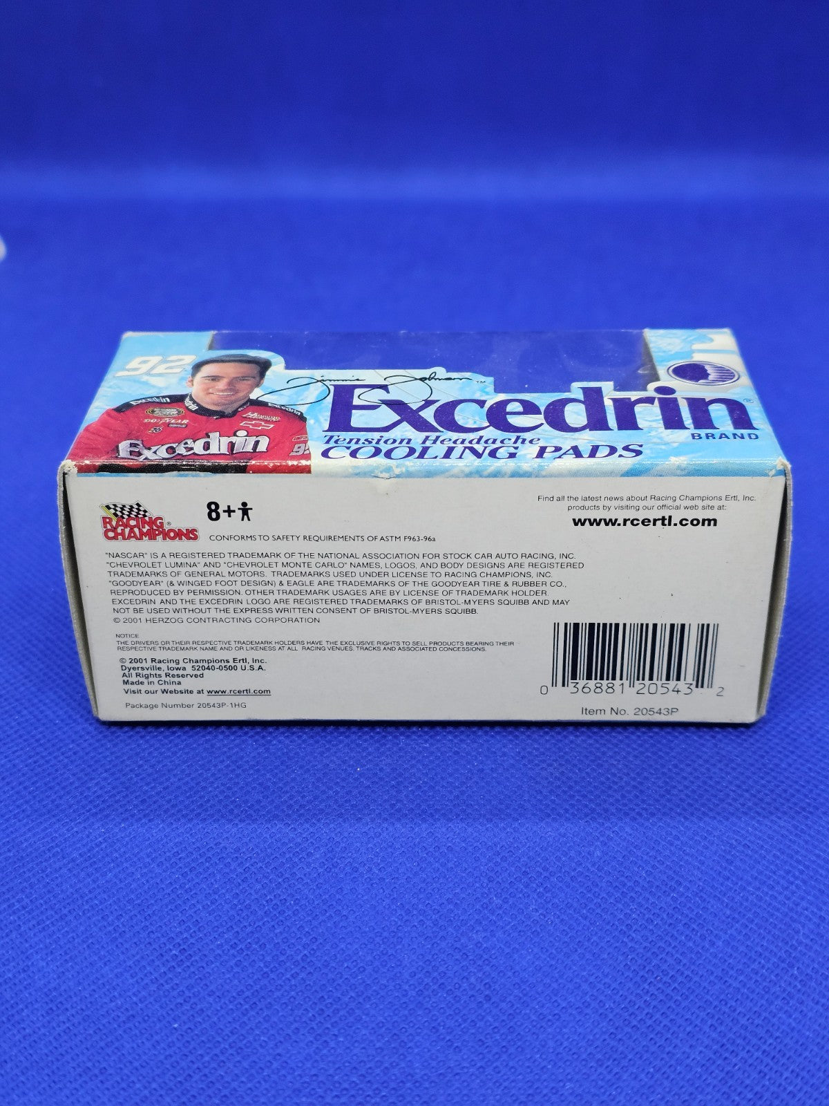 Jimmy Johnson #92 Excedrin Racing, NASCAR, Racing Champions, 2001, 1643