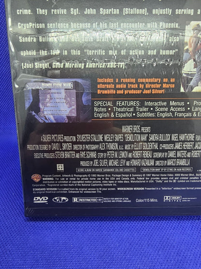 Demolition Man DVD Zone 1 Neuf Scellé Sylvester Stallone Wesley Snipes Warner Br3